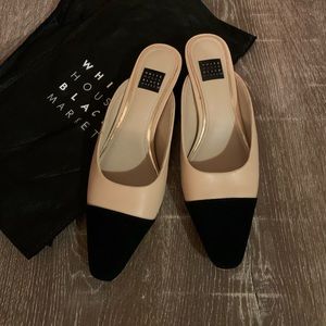 WHBM low heel beige and brown shoes